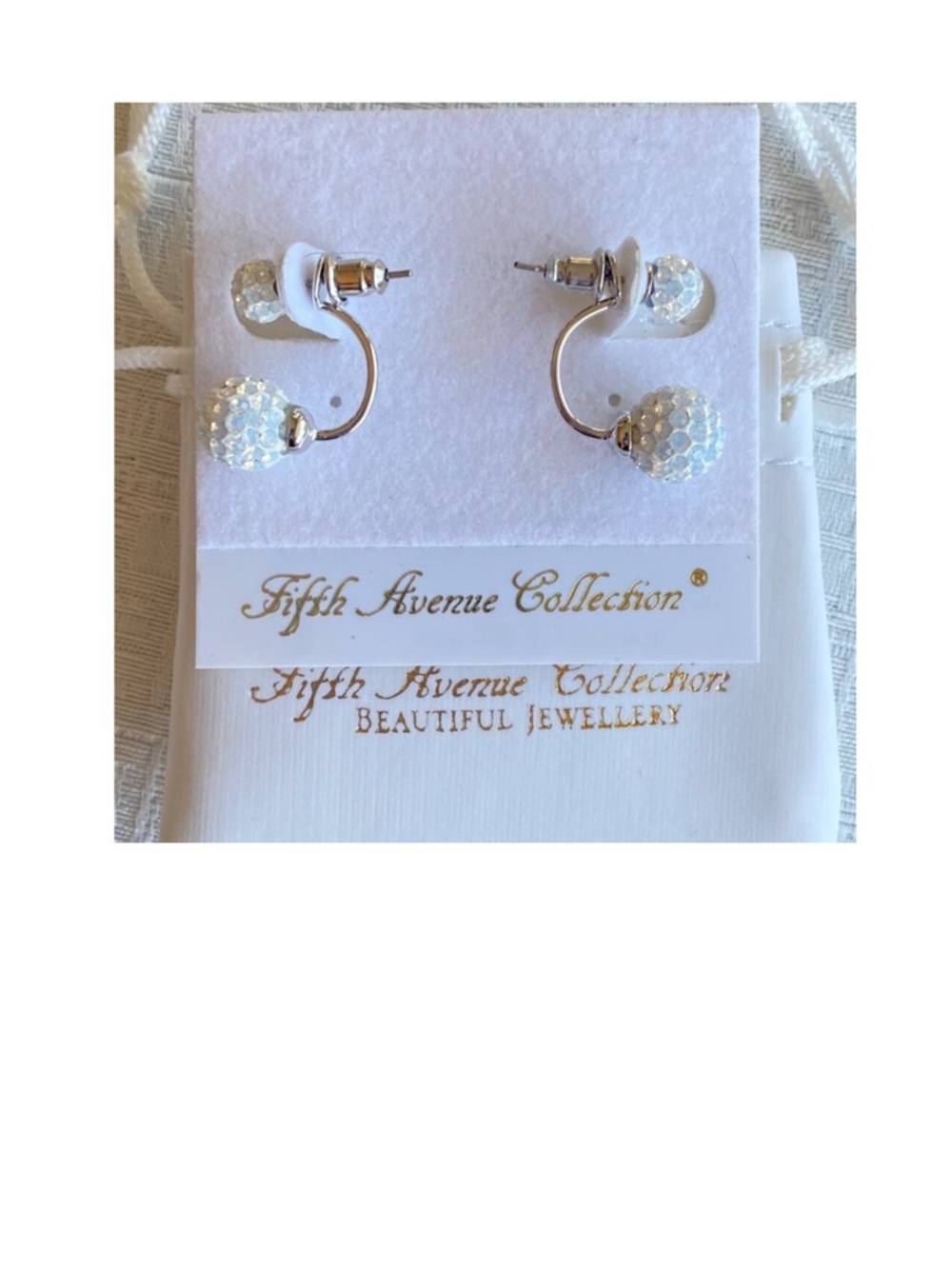 FAC Double Sided Pave Swarovski Crystal Earrings NWT​​​
